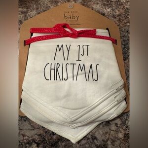 Rae Dunn White 'My 1st Christmas' Bib Set with Red Accents